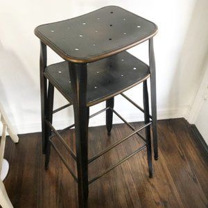 Set of 2 Bronze Smooth Metal Bar Stools/Chairs